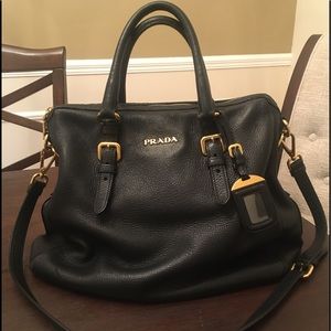 Authentic Prada Black Leather Tote/Strap included
